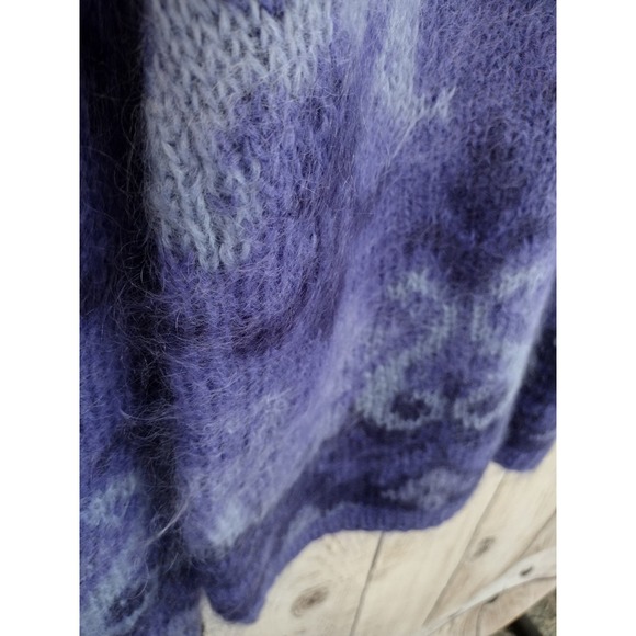 Talbots | Vintage Purple Soft & Fuzzy Mohair-Blend Hand-Knit Cardigan Sweater - Picture 9 of 14